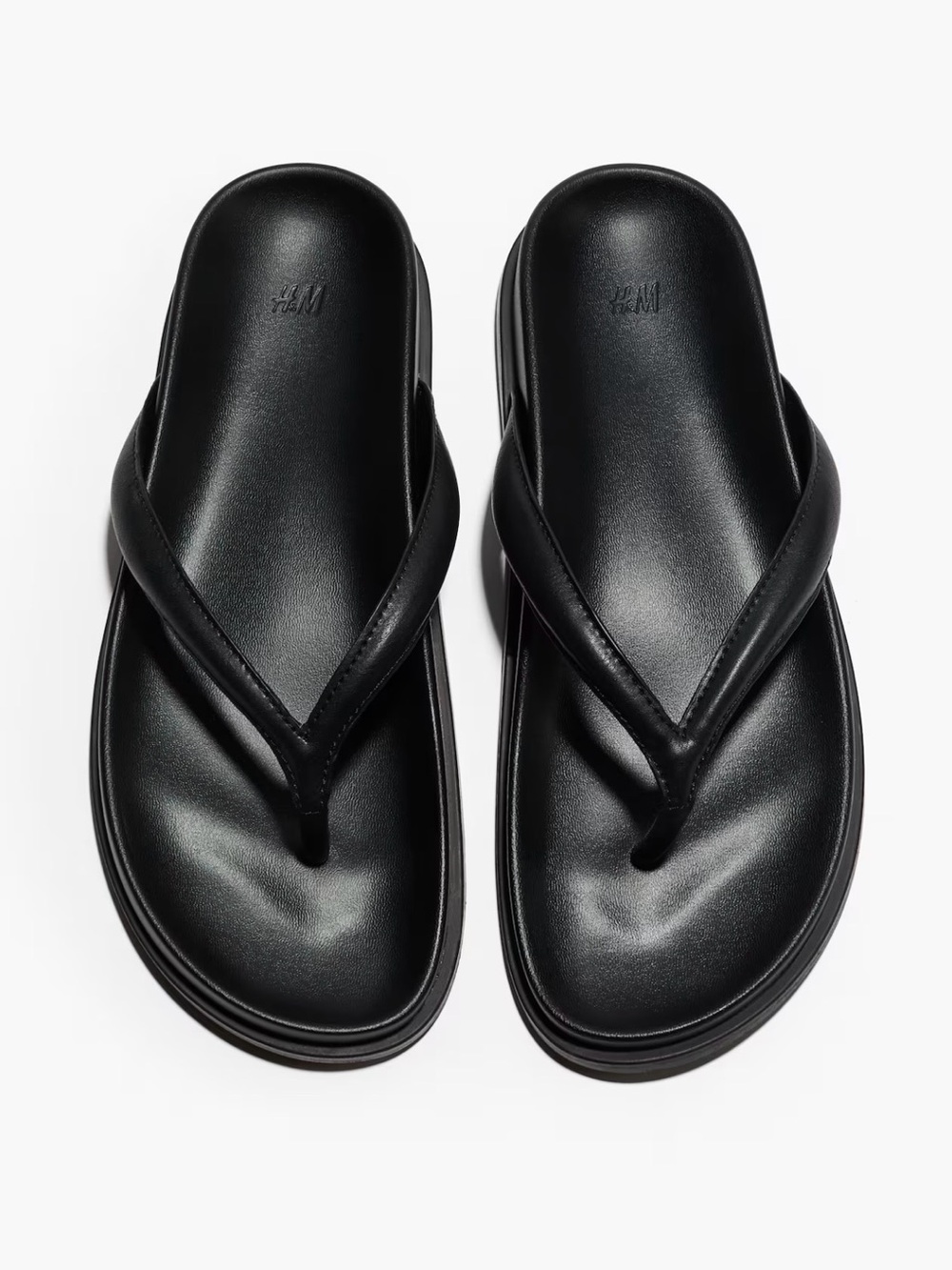 H&M Black Padded Thong Sandals